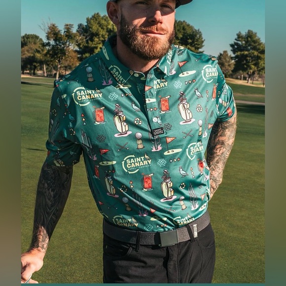 Saint Canary The 16th Hole Polo Golf Sz S Men’s - Picture 2 of 7